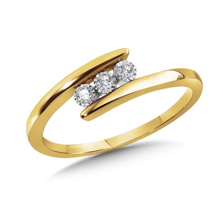 10K Gold Three-Stone Diamond Ring - CDD3104-1T