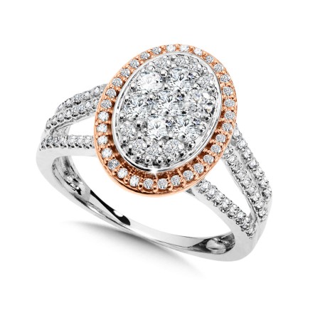 Oval Halo Diamond Cluster Diamond Ring