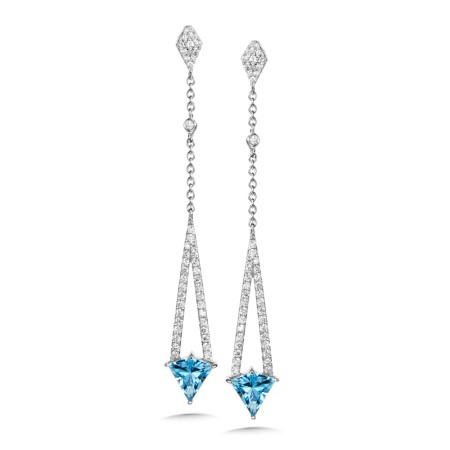 Swiss Blue Topaz and Diamond Dangle Earrings | CGE177W-DBT