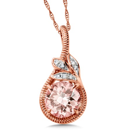 Morganite and Diamond Pendant in 14K Rose Gold