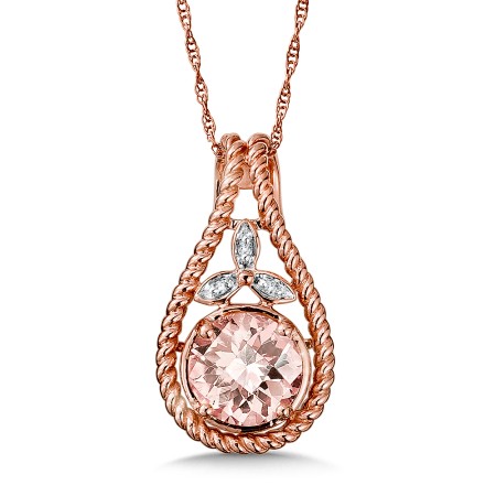 Morganite and Diamond Pendant in 14K Rose Gold