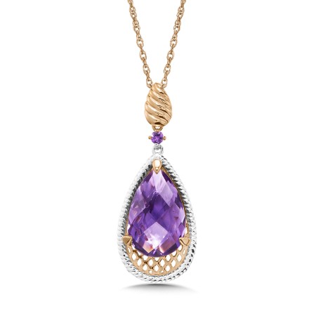 Amethyst Pendant in 14K Rose/White Gold - CGP144PW-AM - Valina Fine Jewelry