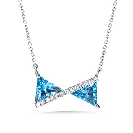 Blue Topaz and Diamond Bow Tie Pendant | CGP170W-DBT