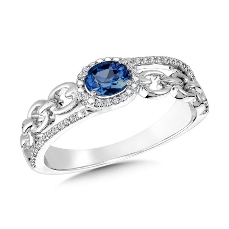Oval-Cut Sapphire & Diamond Cable-Chain-Link Bypass-Illusion Ring