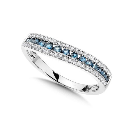 Channel Set Diamond and Sapphire Anniversary Ring - CCS2547-W