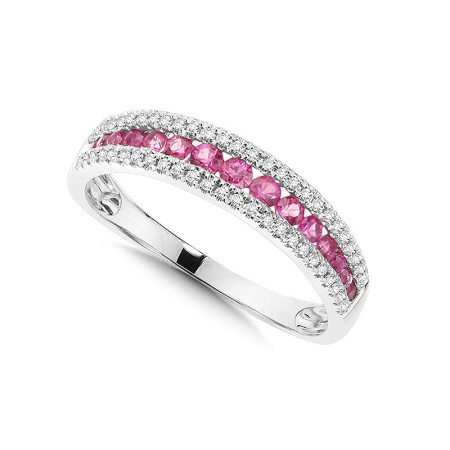 Channel Set Ruby and Diamond Anniversary Band