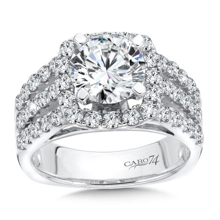 Luxury Collection Halo Diamond Engagement Ring with Side Stones