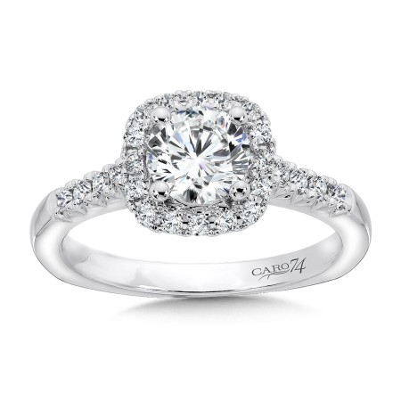 Classic Elegance Collection Diamond Halo Engagement Ring with Side Stones