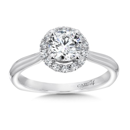 Classic Elegance Collection Halo Engagement Ring with Side Stones