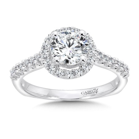 Classic Elegance Collection Halo Engagement Ring with Side Stones
