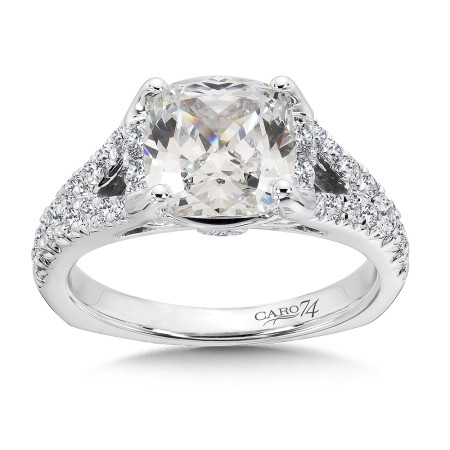Grand Opulance Collection Cushion Shape Center Split Shank Engagement Ring