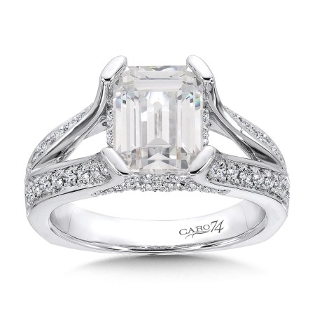Grand Opulance Collection Emerald Cut Center Split Shank Engagement Ring