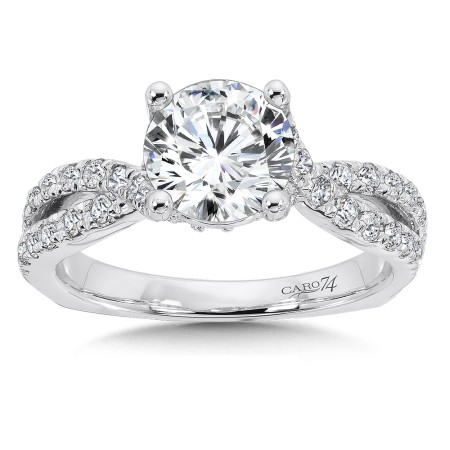 Criss Cross Engagement Ring with Side Stones