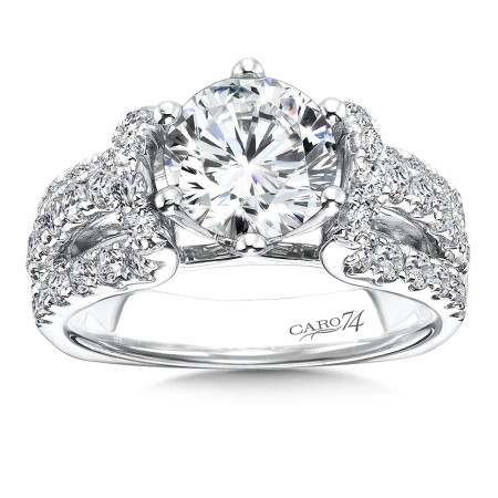 Six-Prong Engagement Ring With Diamond Side Stones
