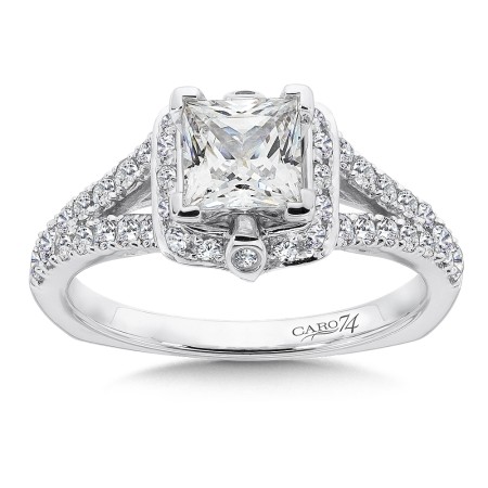Princess-Cut Halo Diamond Engagement Ring