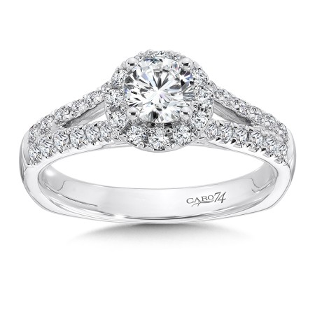 Halo Engagement Ring with Split Shank