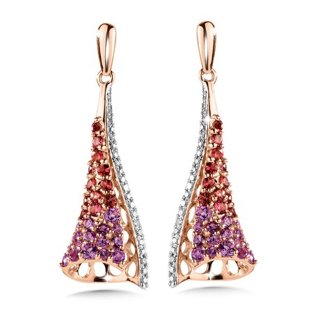 Diamond, Amethyst, and Pink Tourmaline Earrings | CGE165P-DAMP