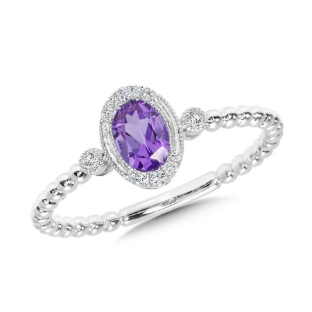 Diamond & Amethyst Vintage Oval Halo Ring