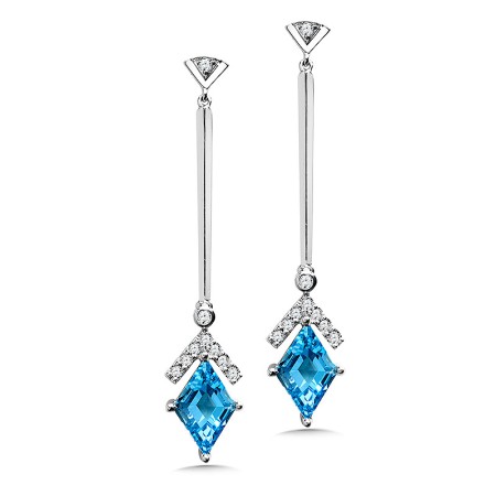 Diamond and Swiss Blue Topaz Earrings - CGE766W-DBT