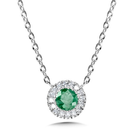 Diamond & Emerald Halo Pendant