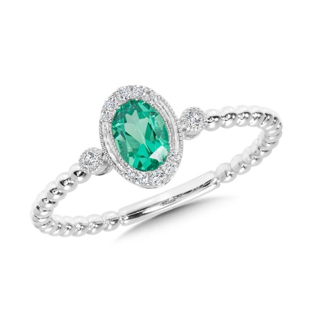 Diamond & Green Quartz Vintage Oval Halo Ring