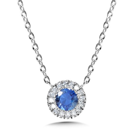 Diamond & Sapphire Halo Pendant