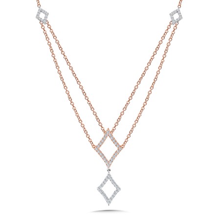 Dual-Chain Diamond Kite Necklace | PDD3099-PW