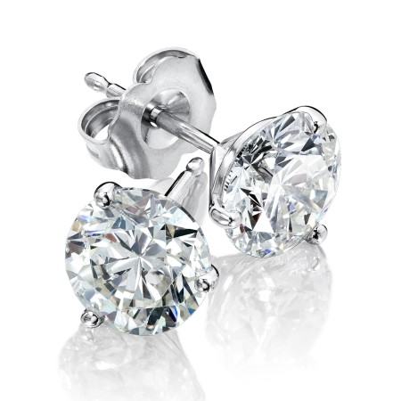 0.50 TDW - Three Prong Diamond Stud Earrings