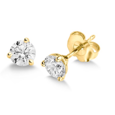 0.60 TDW - Three Prong Diamond Stud Earrings