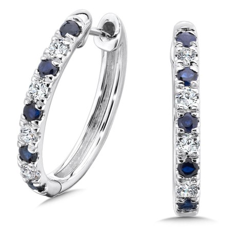 Diamond and Sapphire Hoop Earrings