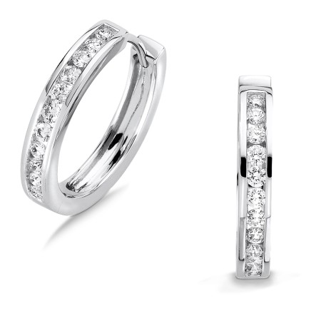 Channel set Diamond Hoops in 14k White Gold (1/4 ct. tw.) HI/SI2-SI3