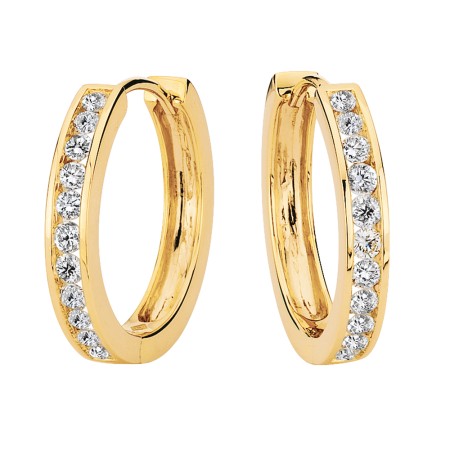 Channel set Diamond Hoop Earrings