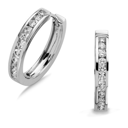 Channel set Diamond Hoop Earrings