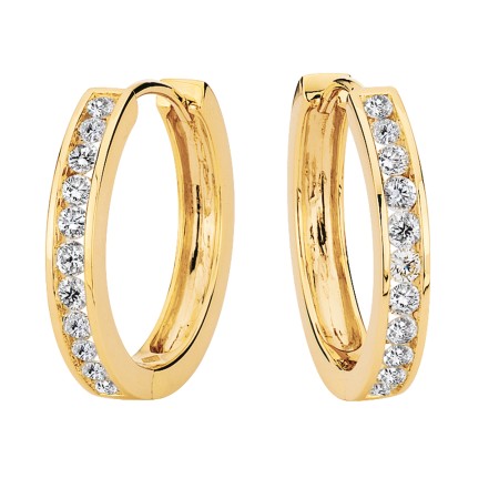 Channel set Diamond Hoop Earrings
