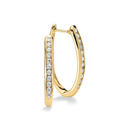 Channel set Diamond Oval Hoops in 14k Yellow Gold (1/2 ct. tw.) HI/SI2-SI3