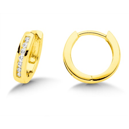 Channel set Diamond Huggy Hoops