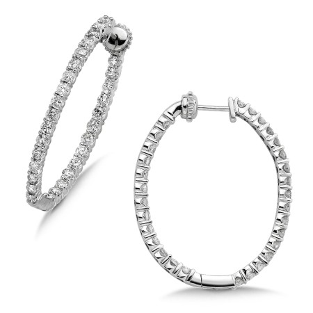 Pave set Diamond Oval Reflection Hoops in 14k White Gold (1 ct. tw.) JK/I1