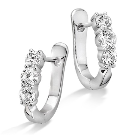 Prong Set set Diamond Hoop Earrings