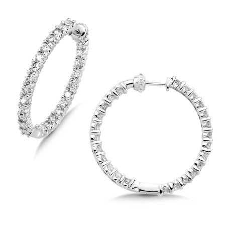 Pave set Diamond Reflection Hoops in 14k White Gold