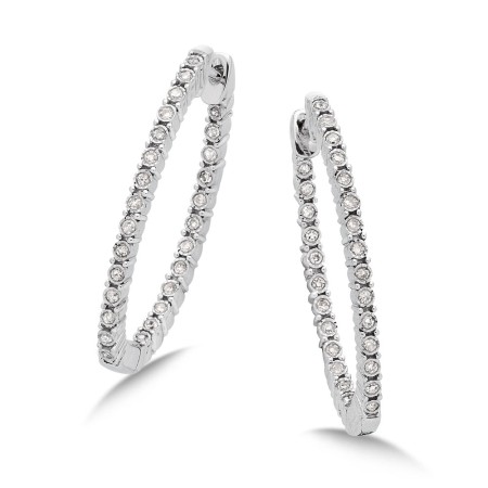Pave set Diamond Twisted Inside/Out Hoop Earrings