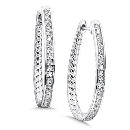 Prong set Diamond Hoops in 14k White Gold