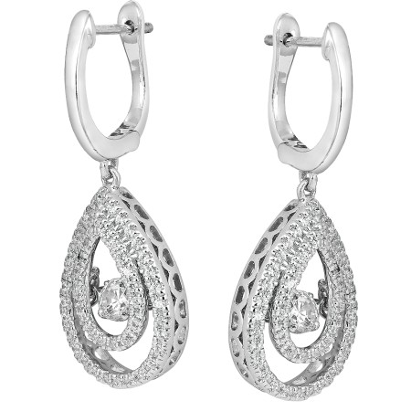 Dancing Diamond Pear-Shaped Halo Earrings
