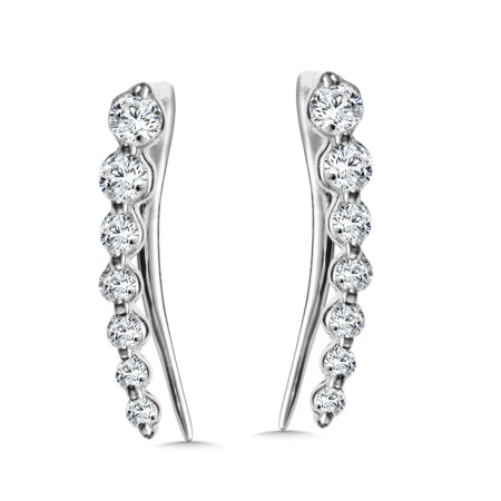 Graduated Bezeled Climber Diamond Earrings