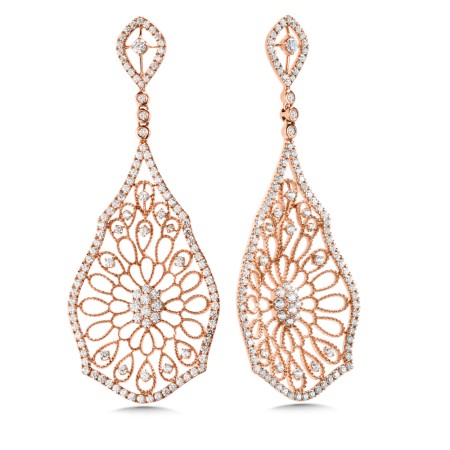 14K Rose Gold Diamond Earrings