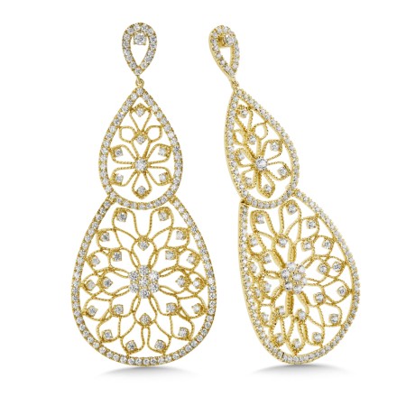 14K Yellow Gold Diamond Earrings