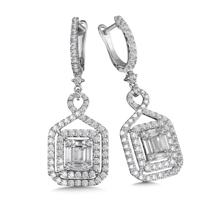 14K White Gold Diamond Earrings