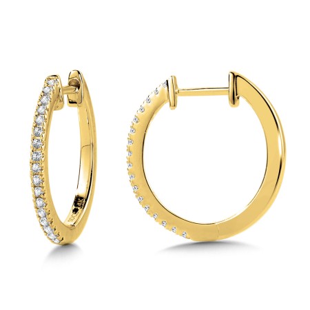 14K Yellow Gold Classic Petite Diamond Huggie Hoop Earrings - EDD3038-Y