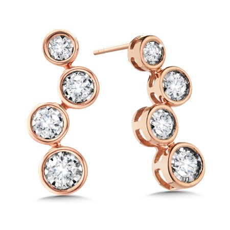 Graduating Bezeled Miracle-Plated Diamond Earrings