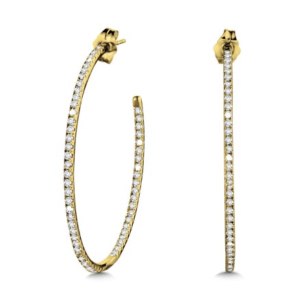 C-Shaped Diamond Hoop Earrings (1.00 ctw)