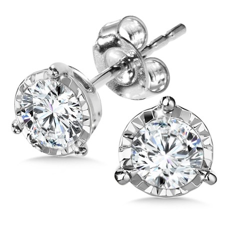 Diamond Star Solitaire Stud Earrings (1.00 ctw)